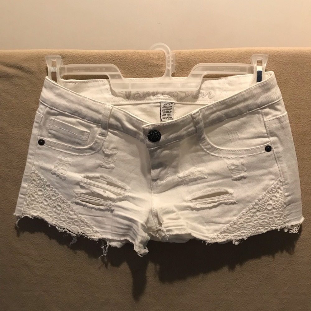 Vanilla Star White Denim Shorts